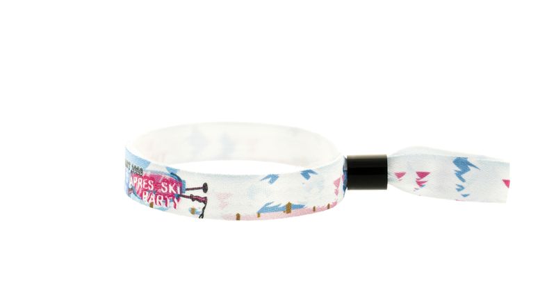 Trykket stoffarmbånd 15 mm, tube-lås – 100 stk